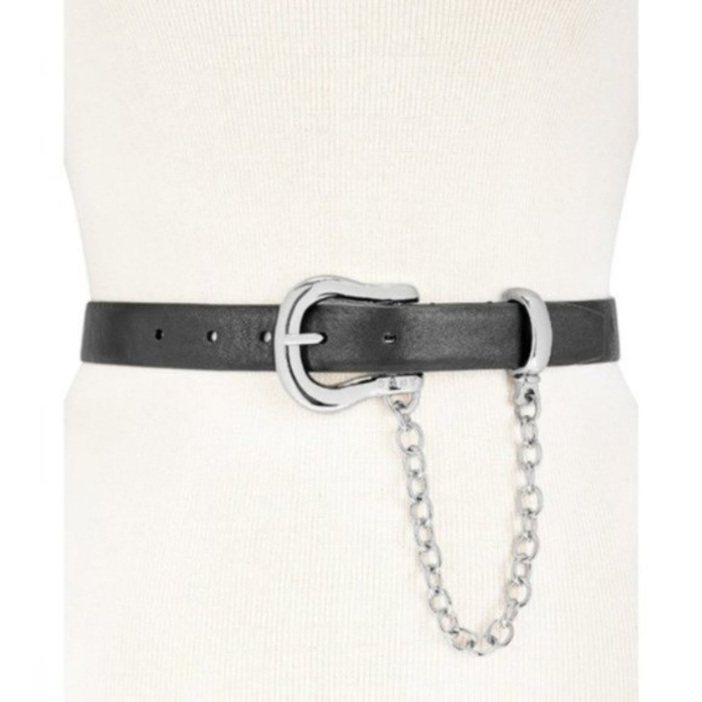 DKNY Chain Swag Belt, Black/Silver